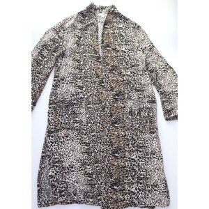 Wild Honey Womens Leopard Print Open Front Duster Jacket Vintage Safari Chic